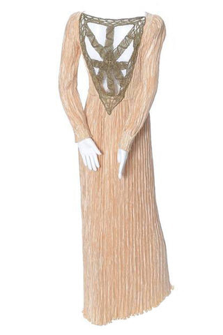 1980s mary McFadden micropleated cream dress