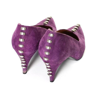 1980s Maud Frizon Purple Suede Shoes with Heel Studs Italy 37.5 7B - Dressing Vintage
