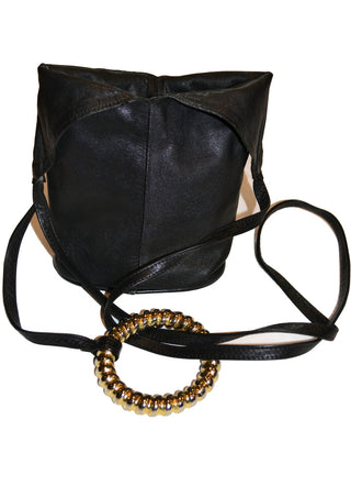 Unique vintage Black Leather Handbag New York SOLD - Dressing Vintage