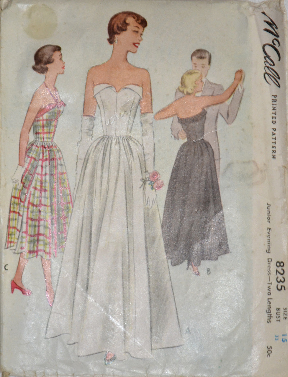 McCall 8235 1950s vintage wedding dress or cocktail dress pattern Modig McCall 8235 1950s vintage wedding dress or cocktail dress pattern Modig