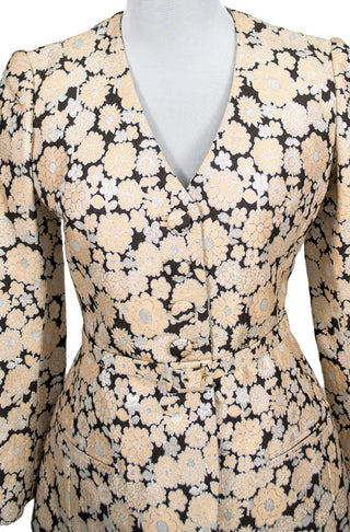 Estate vintage metallic floral brocade skirt and jacket