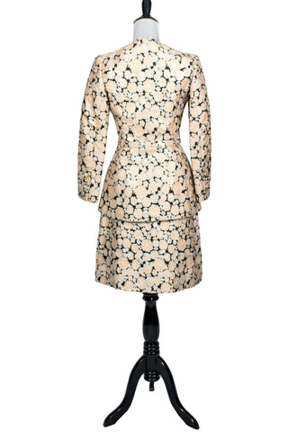 Vintage 60s metallic floral skirt jacket suit