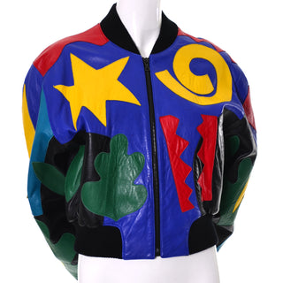 Michael Hoban North Beach Yellow, black, red, green, blue leather bomber