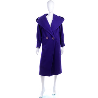 Miss New Yorker Vintage Purple Coat With Hood Buttons