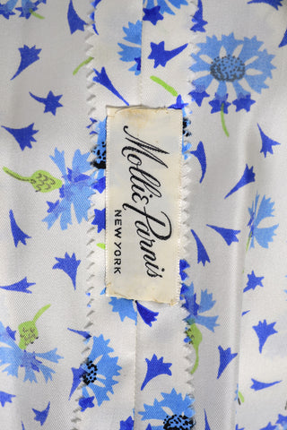 1950s Designer Mollie Parnis Blue Floral Silk Dress with Short Jacket - Dressing Vintage