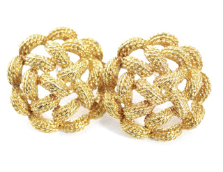 Monet gold tone pierced braided vintage earrings - Dressing Vintage