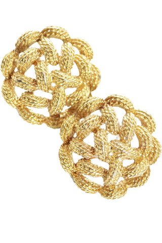 Monet gold tone pierced braided vintage earrings - Dressing Vintage