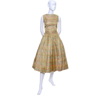1950s Vintage Nelly de Grab New York Gold Brocade Floral 2 Piece Dress - Dressing Vintage