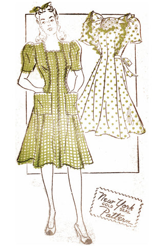 1940s New York Gold Seal Pattern 1461 Princess Seam Dress 32 Bust - Dressing Vintage