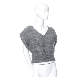1980s Gray handwoven wool vest sweater