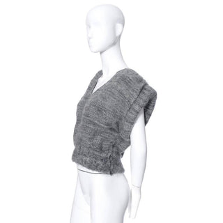 Gray handwoven wool 80's vest sweater