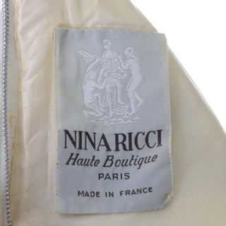 Vintage Nina Ricci Haute Boutique Paris Ivory Satin Beaded Dress - Dressing Vintage