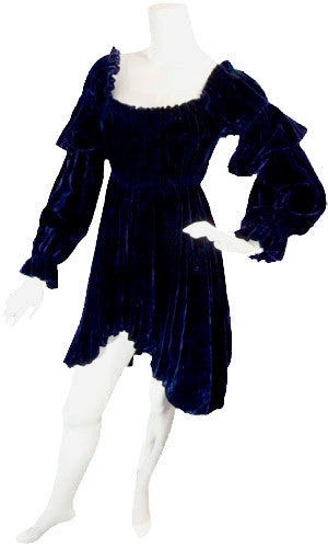 Norma Kamali rich Blue Velvet poet style vintage dress - Dressing Vintage