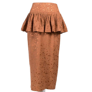 1980s Norma Kamali Victorian Style Skirt & Jacket Suit in Copper Jacquard