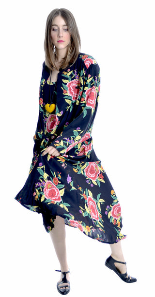 1930s Style Vintage Norma Kamali 2 Piece Floral Dress and Jacket 1980s - Dressing Vintage