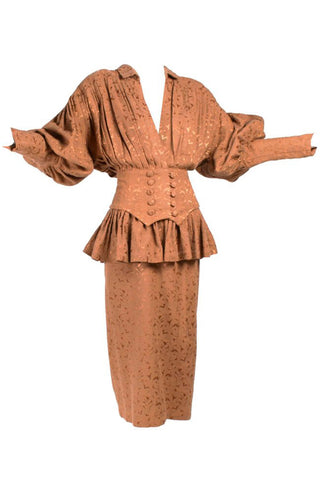 Norma Kamali Copper Jacquard Skirt Suit