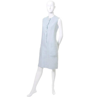 Norman Norell blue linen mod dress