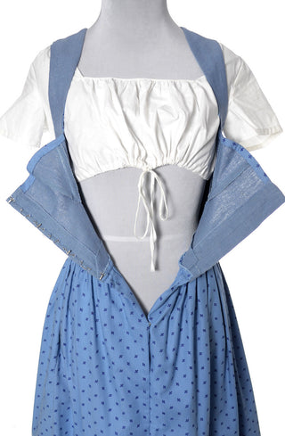 1950's 3 Piece Lanz of Salzburg Wien Innsbruck Austria Blue Dirndl Dress - Dressing Vintage