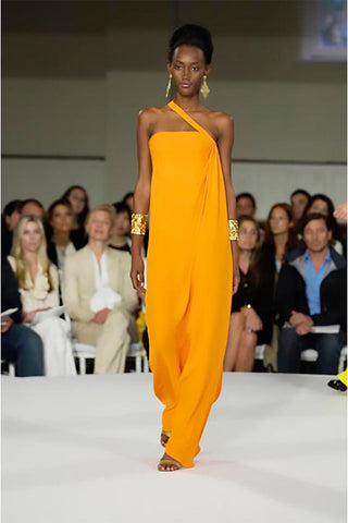 Oscar de la Renta runway orange dress gown