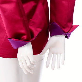 1980's Oscar de la Renta Pink and Purple Satin Jacket 12