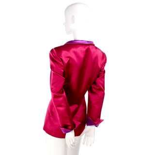 1980's Oscar de la Renta Pink and Purple Satin Jacket