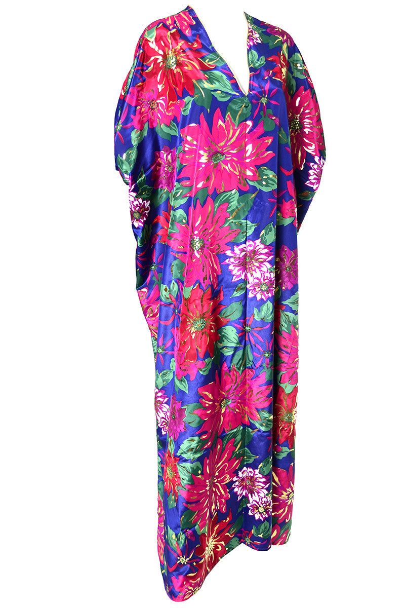 Oscar de la Renta Swirl Vintage Floral Mumu Kaftan Caftan Hostess Gown ...