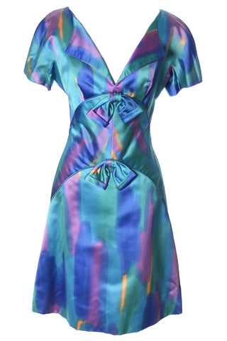 1960's Paul Whitney Vintage Watercolor Silk Dress - Dressing Vintage