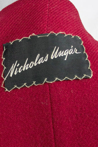 Vintage Pauline Trigere Red Green Wool Cape Rare Label - Dressing Vintage