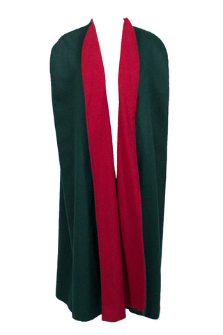 Vintage Pauline Trigere Red Green Wool Cape Rare Label - Dressing Vintage