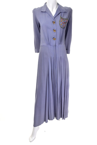 Vintage 1940's lavender beaded dress