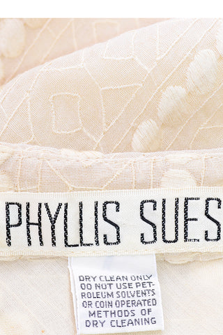 70s Phyllis Sues Vintage 1970s Cream Raised Dot Maxi Dress W Tassels
