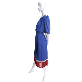 1970s Pierre Cardin Vintage Dress Blue Red White
