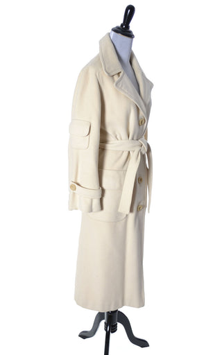 1970's Pierre Cardin Ivory Cashmere Vintage Trench Coat I Magnin SOLD - Dressing Vintage