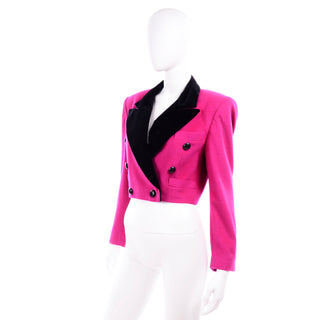 Escada Pink & Black Cropped Vintage Jacket by Margaretha Ley