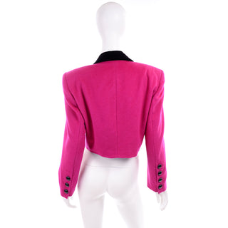 1980s Escada Pink & Black Cropped Vintage Blazer Margaretha Ley