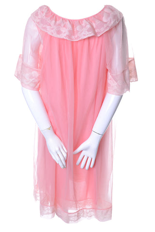 60s Vintage Pink Peignoir Nightgown Robe Set
