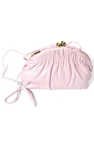 Pink leather handbag or shoulder bag by Etra at Dressing Vintage