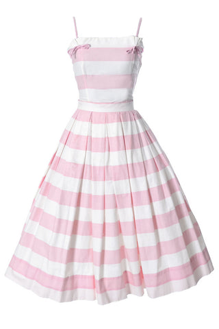 2 Pc Pink and White Striped Vintage Sun Dress - Dressing Vintage