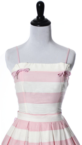 2 Pc Pink and White Striped Vintage Sun Dress - Dressing Vintage