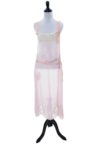 Vintage 1920s pink silk nightgown or fine lingerie slip SOLD - Dressing Vintage