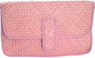 2 NEW 1970s Vintage Handbags Italy Pink Blue Woven Straw Clutch or Shoulder Bag - Dressing Vintage