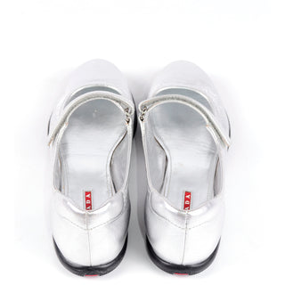 Prada Sport Shoes Silver Metallic 9.5 Mary Jane Flats
