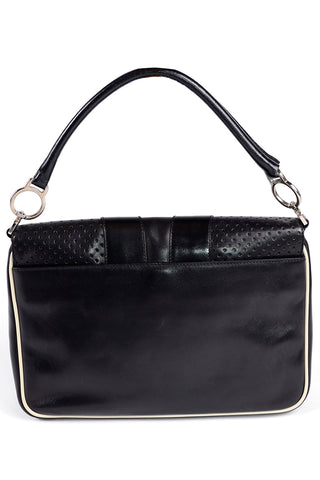 1990s Prada Black & White Perforated Leather Designer Handbag