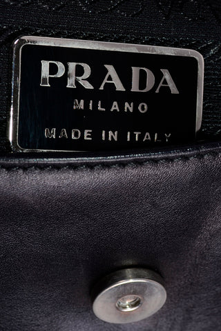 1990s Prada Black & White Perforated Leather Top Handle Handbag Italy