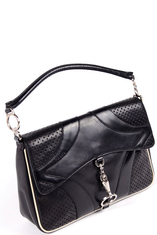 1990s Prada Vintage Black Leather Handbag 