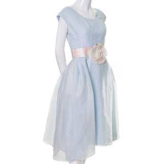 Priscilla of Boston Vintage Blue Organza Dress Ombre Sash - Dressing Vintage