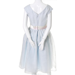Priscilla of Boston Vintage Blue Organza Dress Ombre Sash - Dressing Vintage