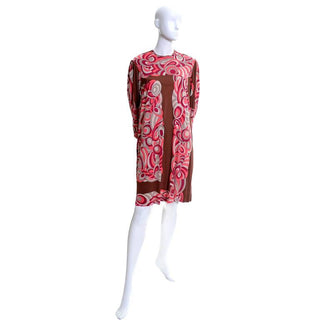 Emilio Pucci Pink and Brown Vintage Dress