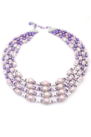 Purple Bead Multi Strand Vintage Necklace
