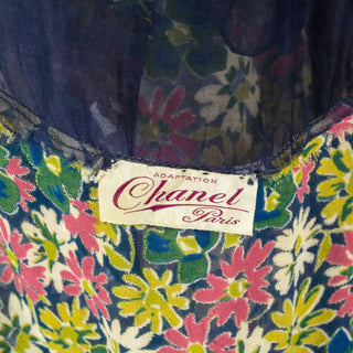 1930's Adaptation Chanel Paris Floral Dress Label